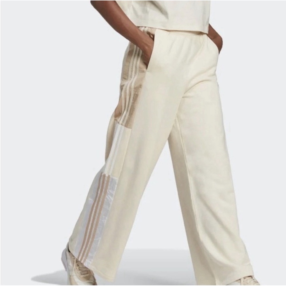 Adidas Originals Adicolor Classics Wide Leg Track Pants Beige Peach 3-Stripe XL